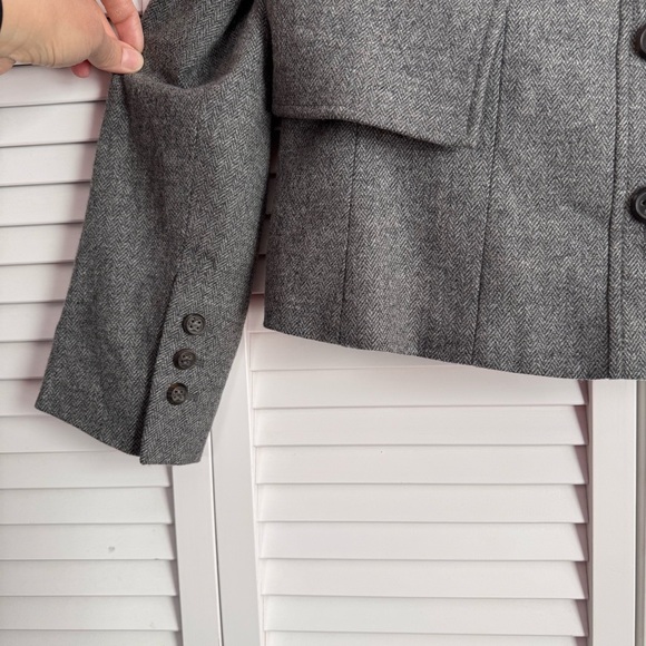 Escada Wool Collarless Layered Button Closure Gray Jacket Blazer Size 40 - Picture 4 of 11